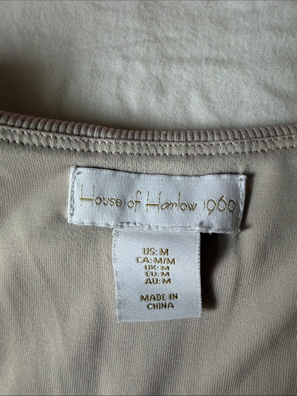 House of Harlow 1960 Sleeveless Ribbed Taupe Bodysuit - Picture 2 of 3
